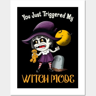 Witch Mode Funny Goth Halloween Costume Posters and Art